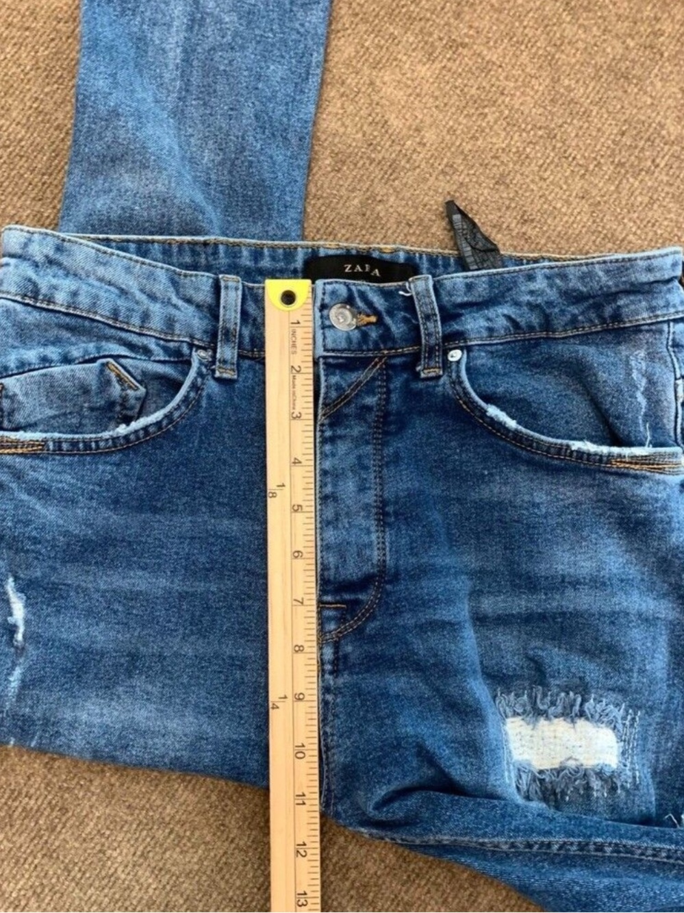 Zara Jeans Womens 31 High Rise Distressed Skinny Shark Bite Hem - Picture 4 of 6